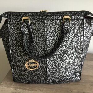 Sorrentino Black and Silver Snakeskin Handbag